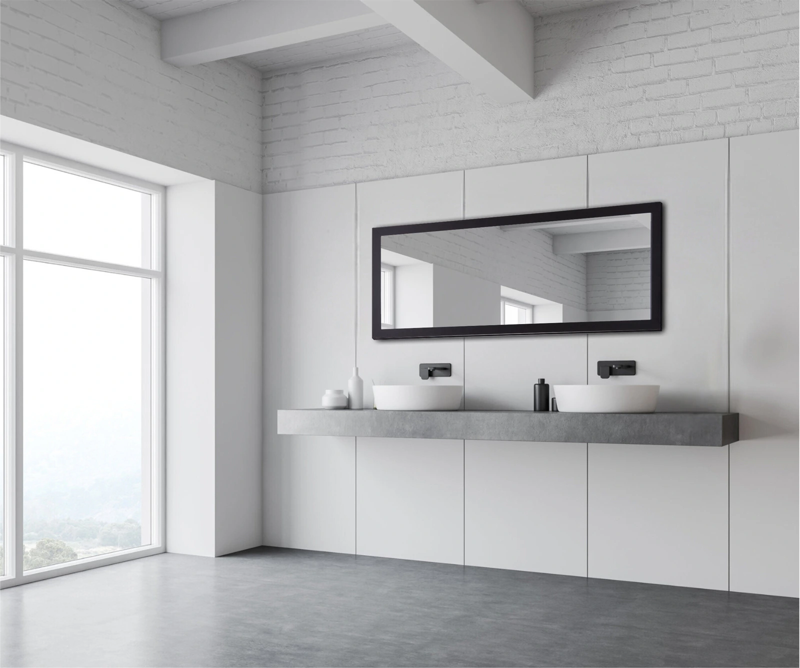 bathrrom-wooden-frame Modern bathroom mirror design for homes in Malaysia